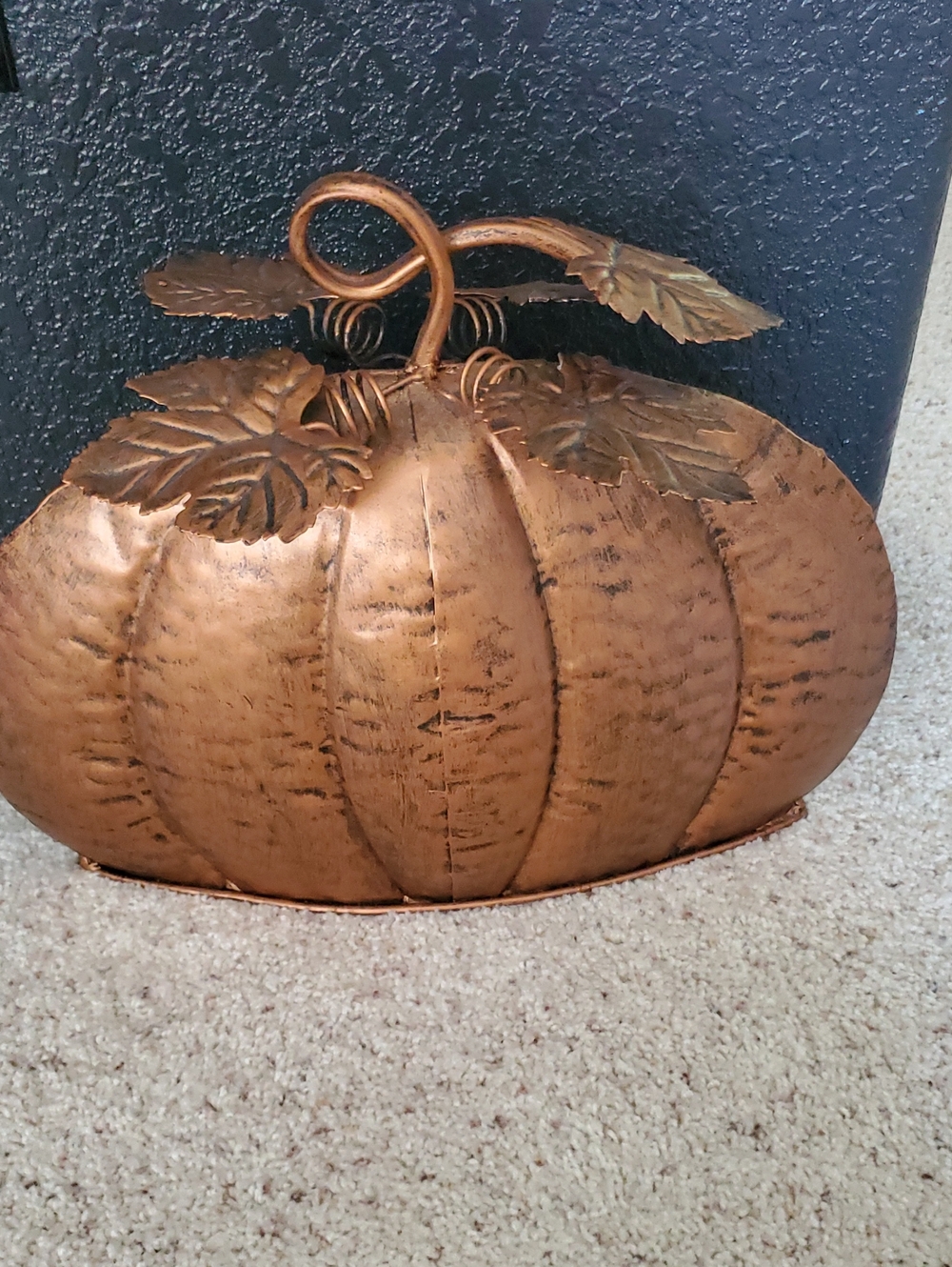 Metal Pumpkin Decor in Copper Tone